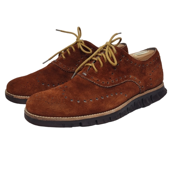 Cole Haan Other - Cole Haan ZeroGrand Men's Brown Suede Leather Wingtip Dress Oxfords Size 9.5M